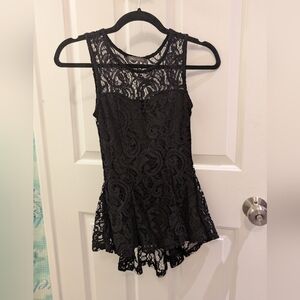 Suzy Shier Black Asymmetrical Sleeveless Bodysuit